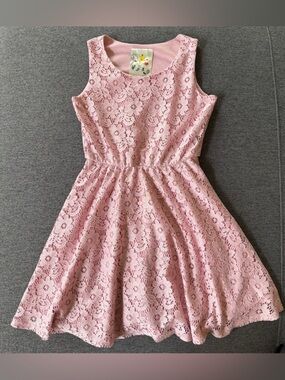 Jenna & Jessie Pink Lace Dress Sleeveless Mini Summer Party Girls 10